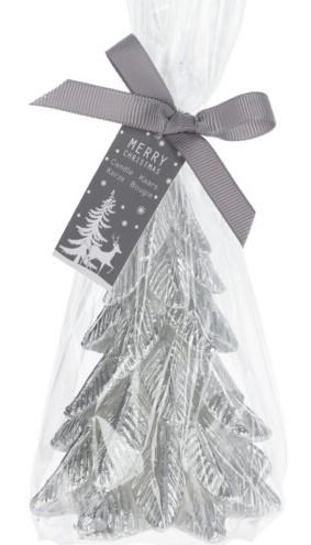 Christmas Tree Candle 12cm Silver