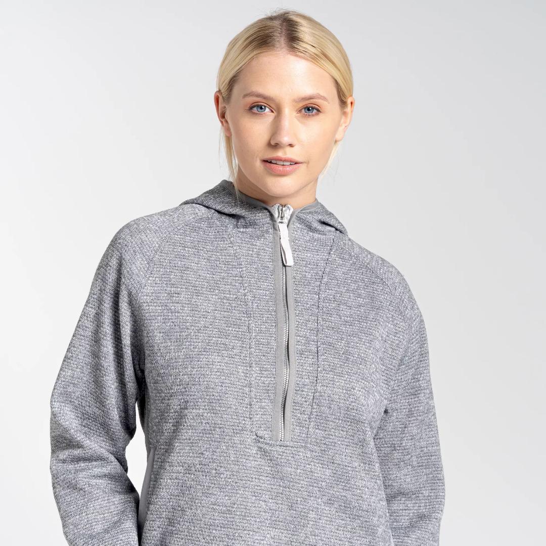 Craghoppers Women's Elena Hooded Half Zip Fleece - Lunar Grey Marl