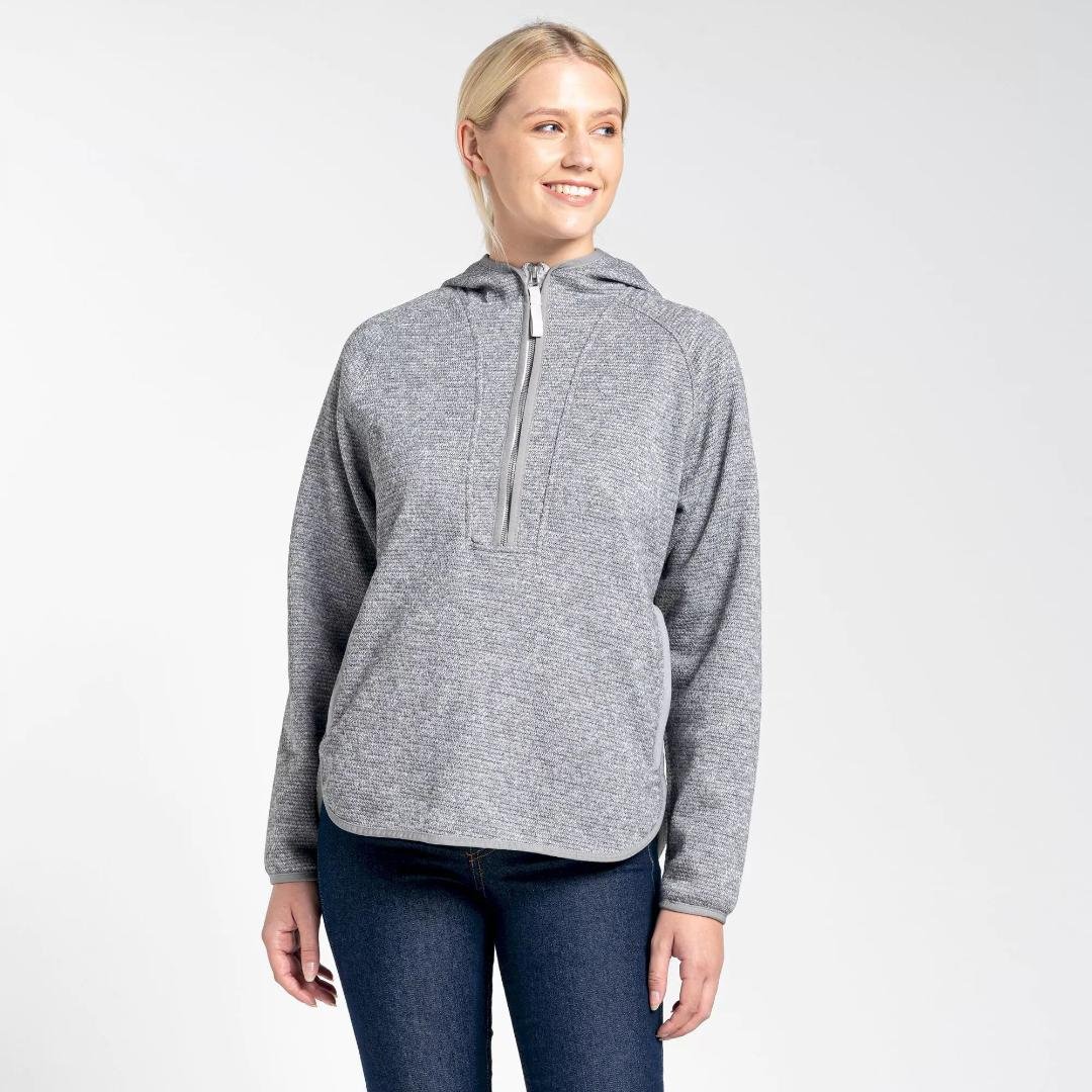 Craghoppers Women's Elena Hooded Half Zip Fleece - Lunar Grey Marl