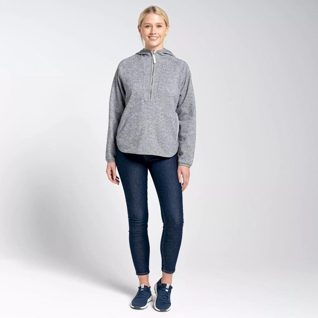 Craghoppers Women's Elena Hooded Half Zip Fleece - Lunar Grey Marl