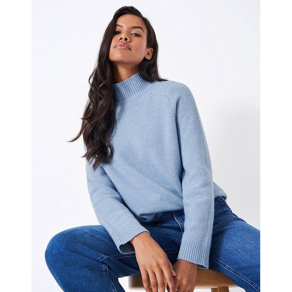 Crew Clothing Harmony Merino Wool Blend Funnel Neck Jumper  - Blue Heron