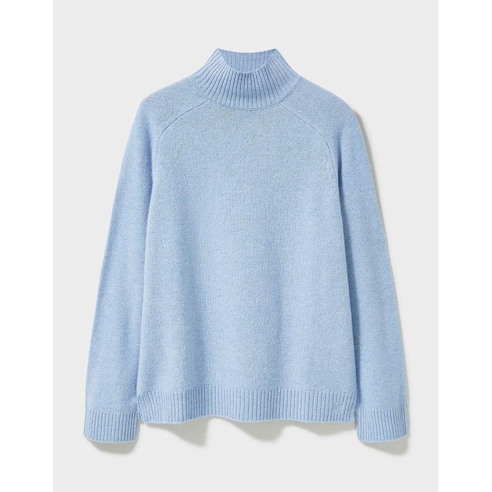 Crew Clothing Harmony Merino Wool Blend Funnel Neck Jumper  - Blue Heron