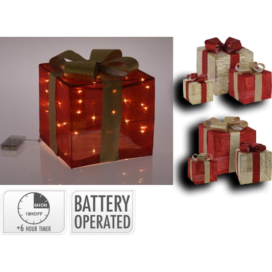 Gift Box With LED Lights 3 Piece Set - Available In 2 Designs