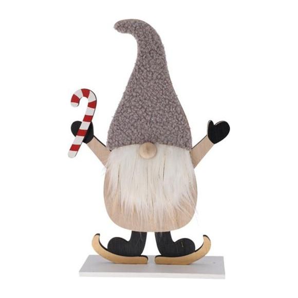 Gnome Standing 30cm Grey Hat Left