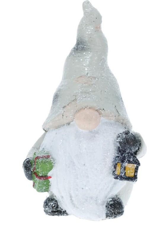 Gnome With Birch Cap 13cm Holding Lantern & Giftbox