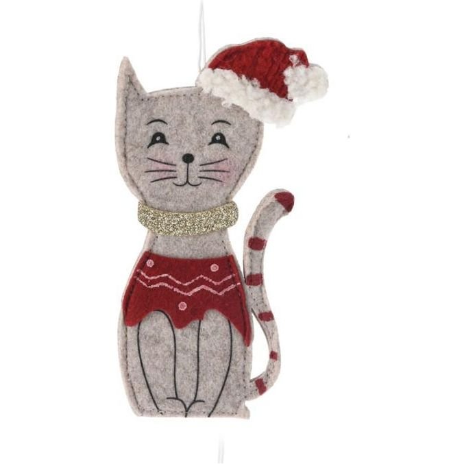 Hanging Decoration 16cm Cat With Gold Collar