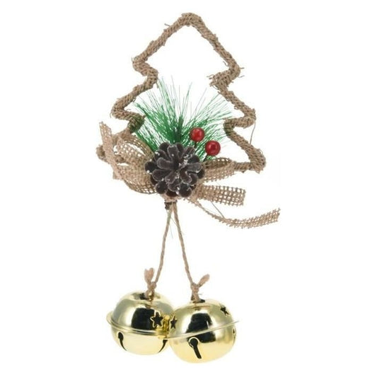 Hanging Decoration With Bells 16cm Gold Tree 2 Large Bells