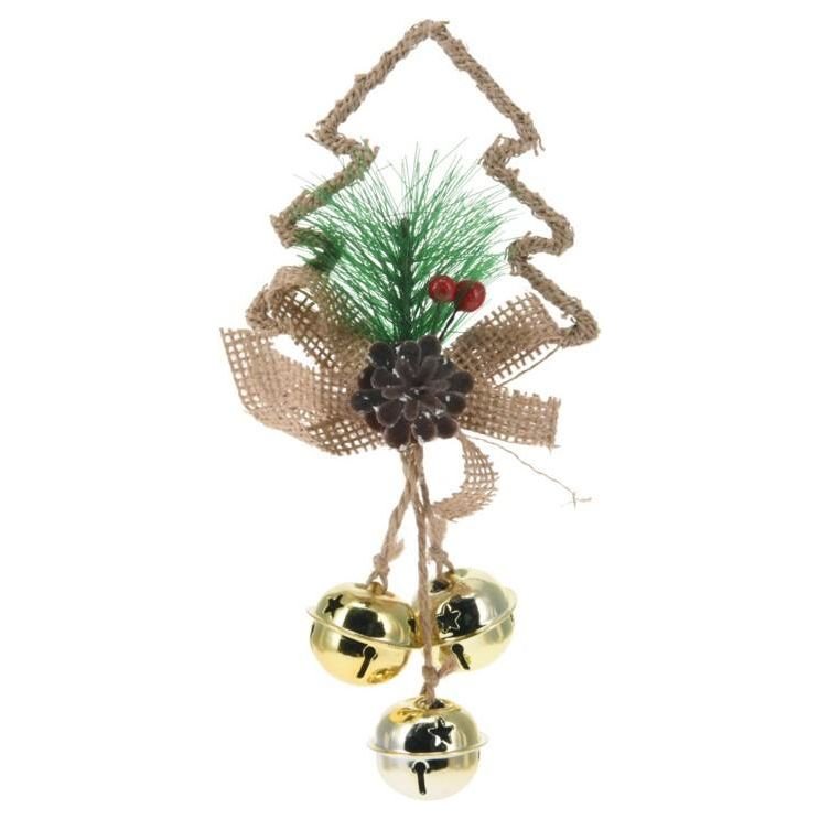 Hanging Decoration With Bells 16cm Gold Tree 3 Small Bells