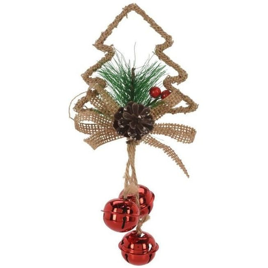 Hanging Decoration With Bells 16cm Red Tree 3 Small Bells