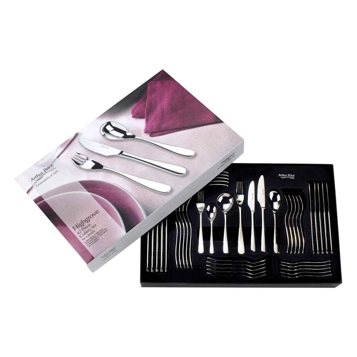 'Highgrove' Stainless Steel 42 Piece 6 Person Boxed Cutlery Set