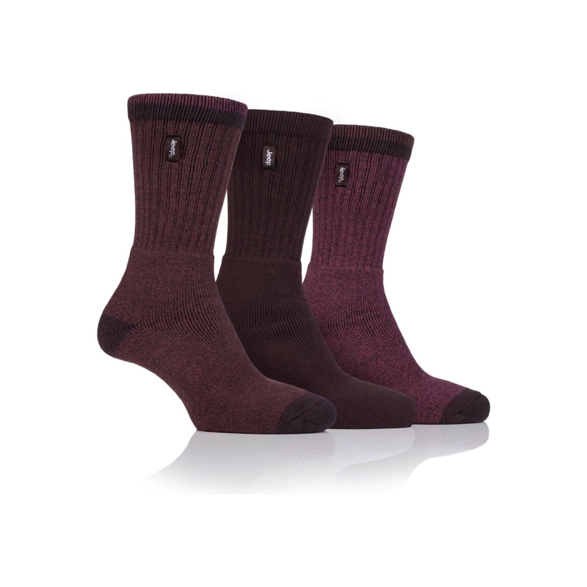 Jeep Mens 3pr Jeep Terrain Leisure Socks - Brown Berry