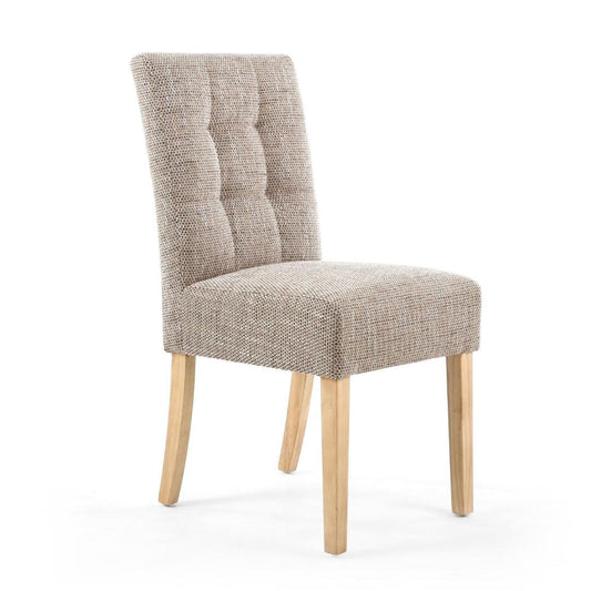 Moseley Stitched Waffle Tweed Oatmeal Dining Chair In Natural Legs Set Of 2