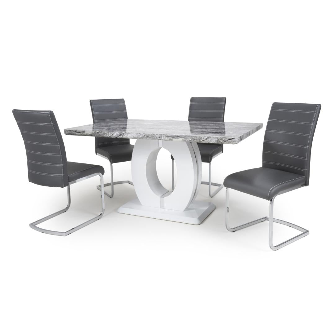 Neptune Medium Table And 4 Callisto Chairs Grey Dining Set