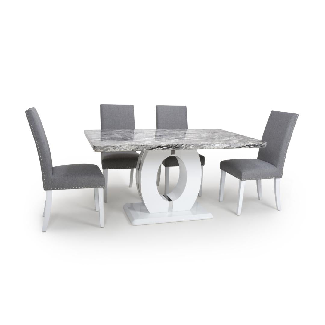 Neptune Medium Table And 4 Randall Chairs Silver Grey Dining Set