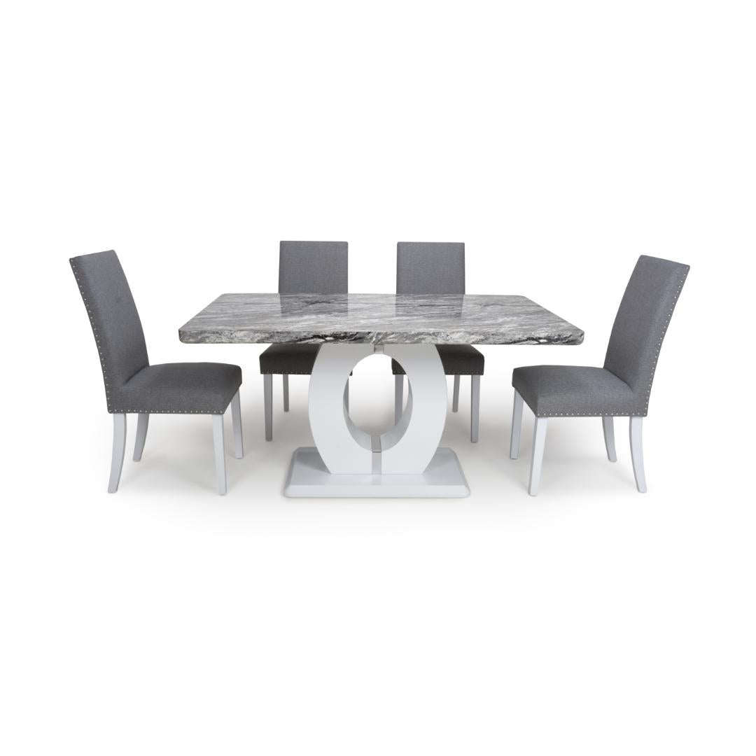 Neptune Medium Table And 4 Randall Chairs Silver Grey Dining Set