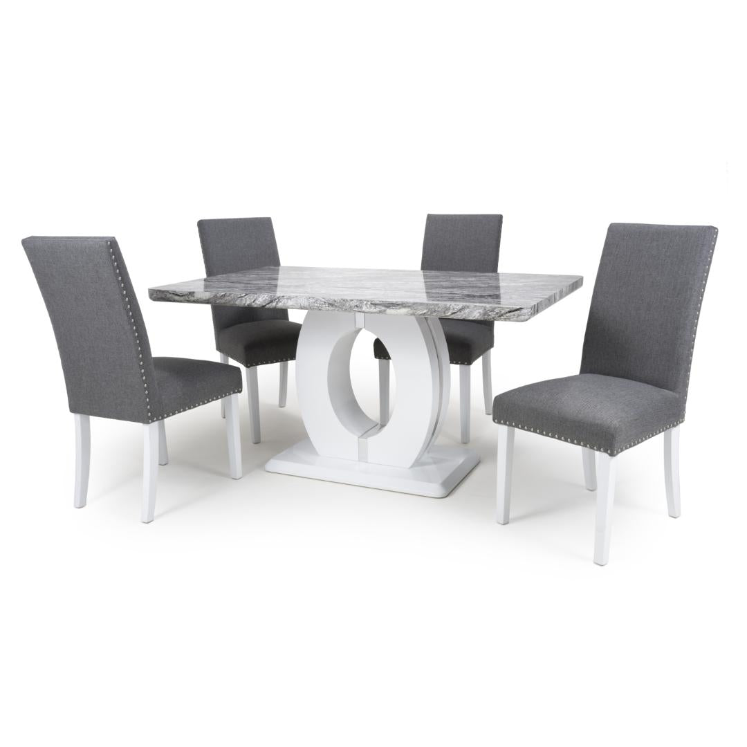 Neptune Medium Table And 4 Randall Chairs Silver Grey Dining Set