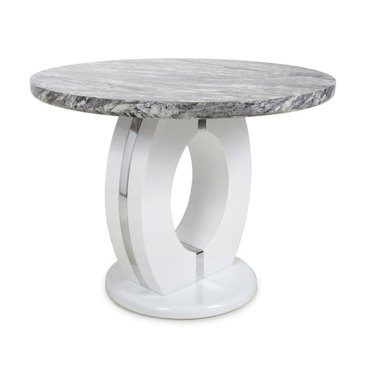 Neptune Round Marble Effect Grey/White Dining Table