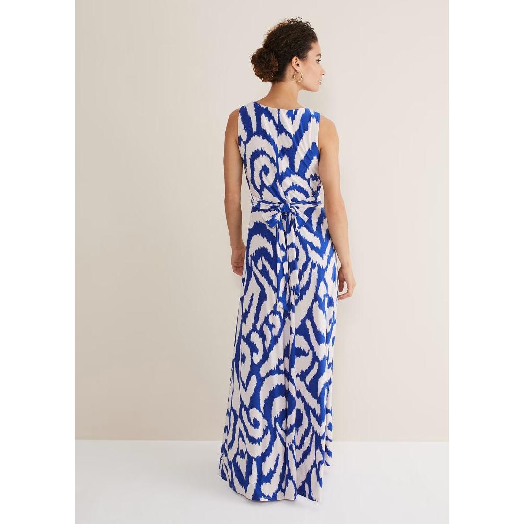 Phase Eight Artemis Jersey Print Maxi Dress - Azure Blue/Cream