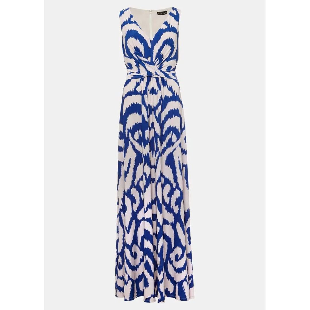 Phase Eight Artemis Jersey Print Maxi Dress - Azure Blue/Cream