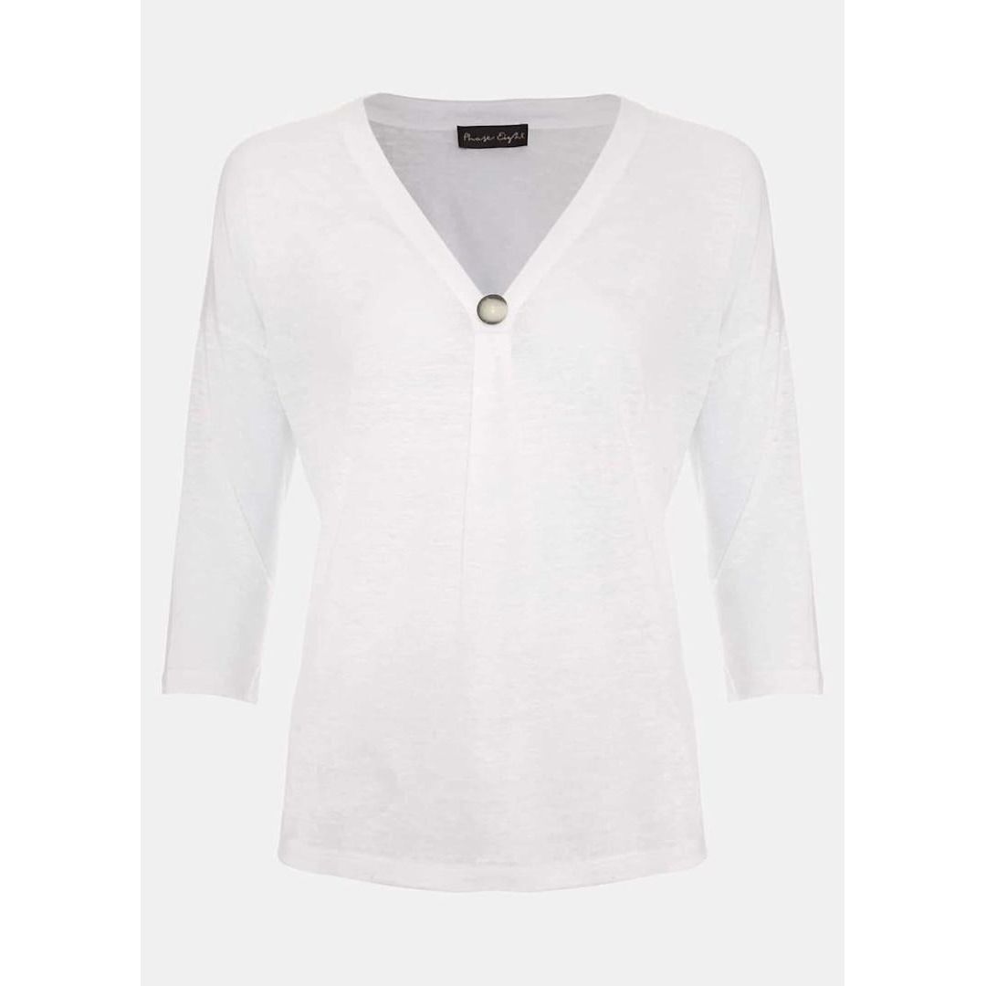 Phase Eight Leah Linen Top - White