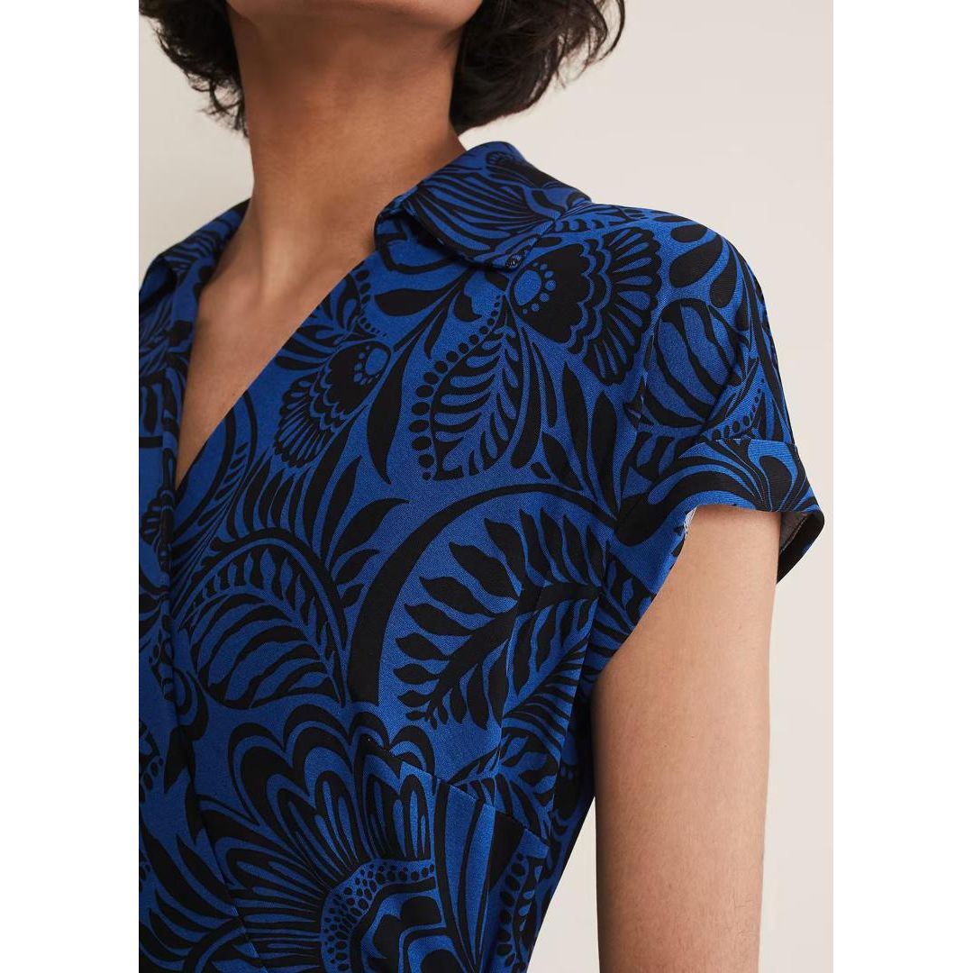 Phase Eight Mara Abstract Print Wrap Dress - Blue/Black