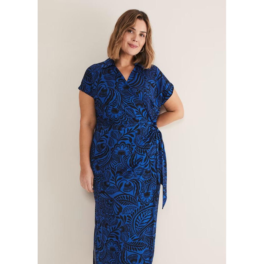 Phase Eight Mara Abstract Print Wrap Dress - Blue/Black