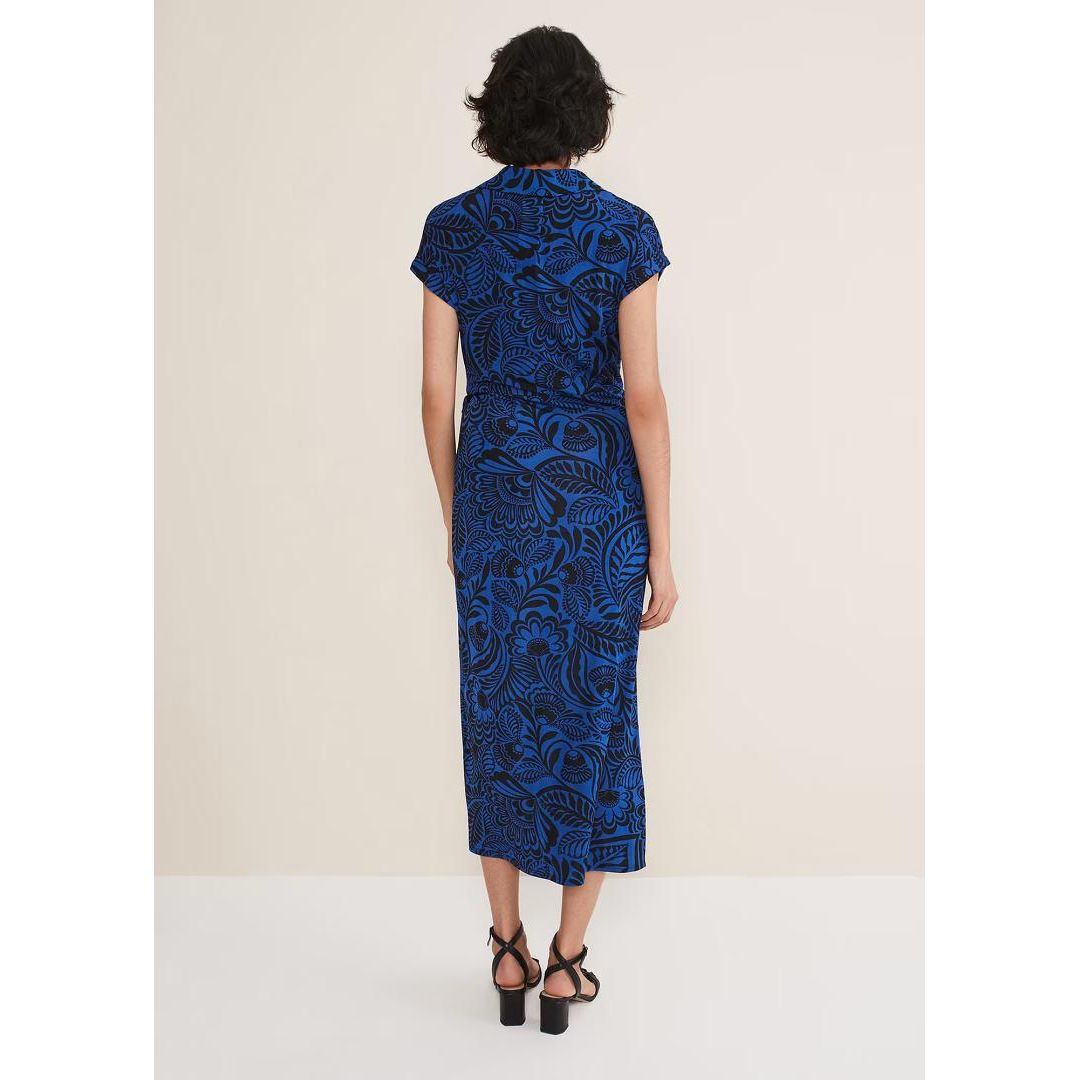 Phase Eight Mara Abstract Print Wrap Dress - Blue/Black