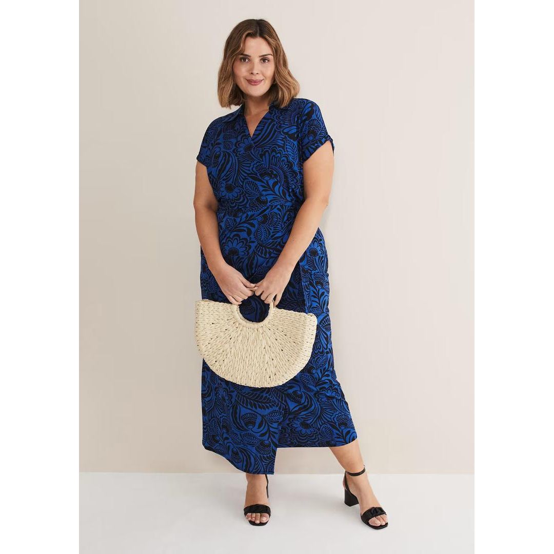 Phase Eight Mara Abstract Print Wrap Dress - Blue/Black