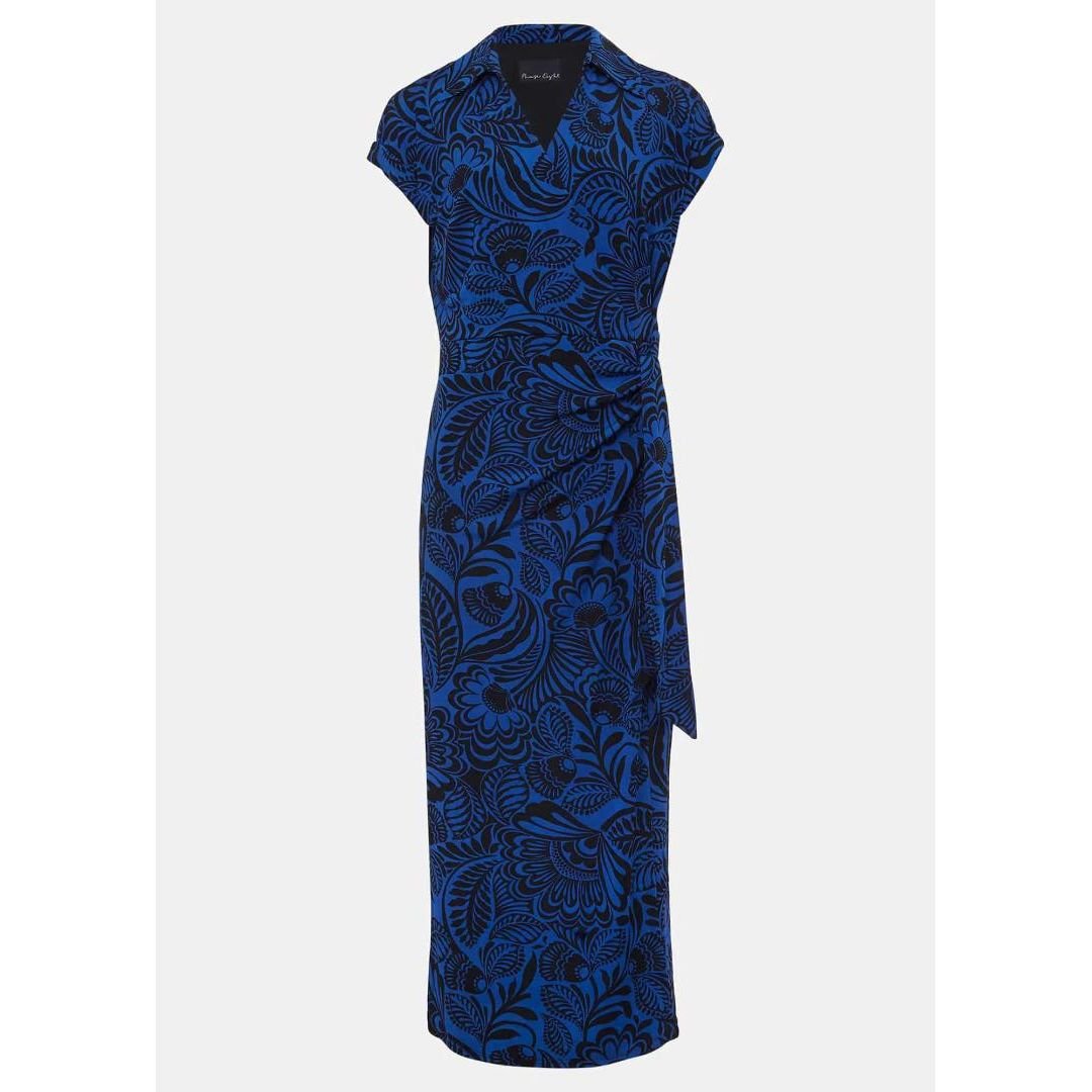 Phase Eight Mara Abstract Print Wrap Dress - Blue/Black