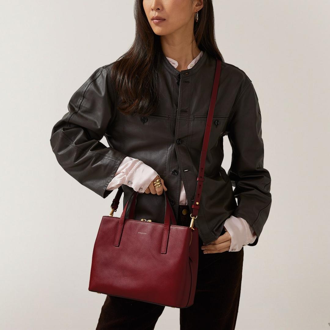 Radley Dukes Place Medium Ziptop Grab Bag - Cranberry