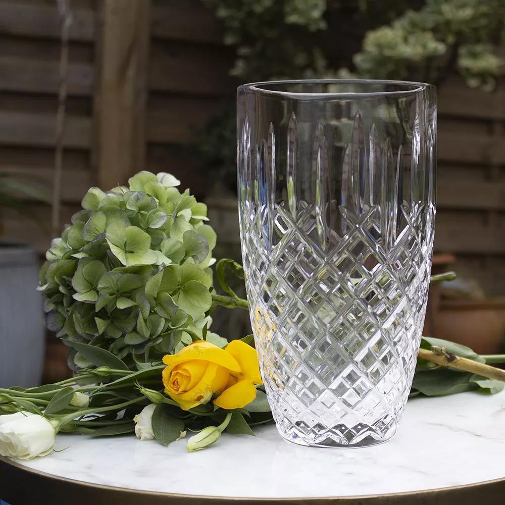 Royal Scot Crystal London Large Barrel Vase