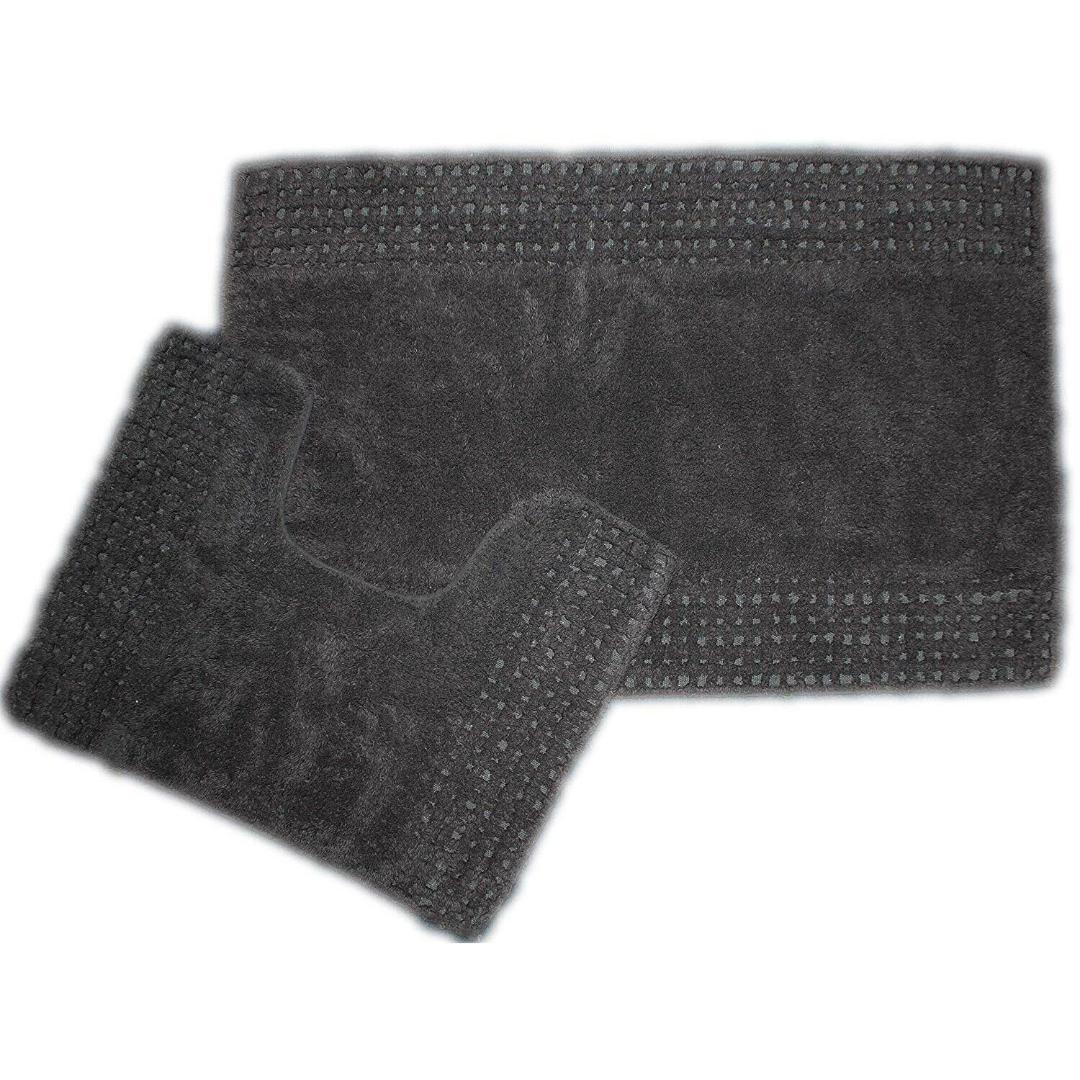 San Marino 2 Piece Cotton Bath Mat Set Charcoal