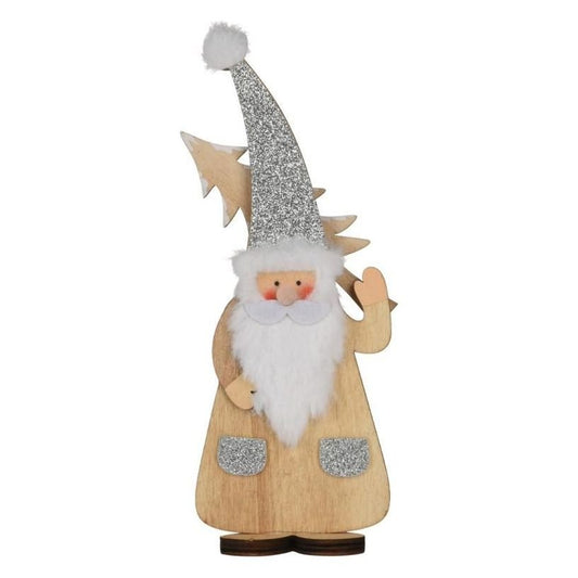 Santa Glitter Hat 21cm Silver Holding Tree