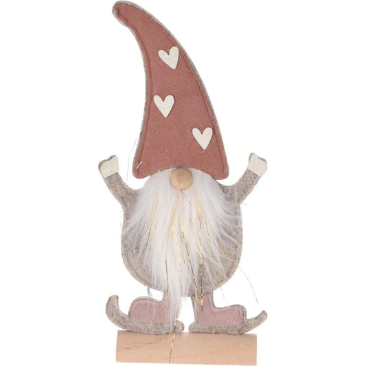 Santa Standing Felt 26cm Pink Heart Hat