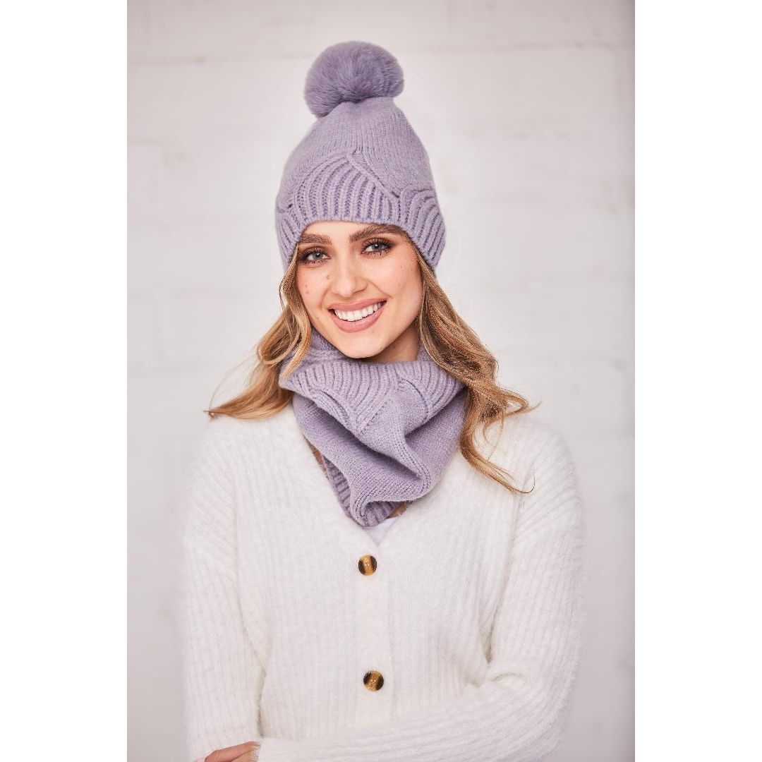 Something Special Gifts Cosy Knit Hat & Cowl Set - Lavender