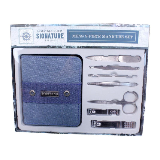 Something Special Gifts Gents 8 Piece Manicure Set (With Tools) - Denim