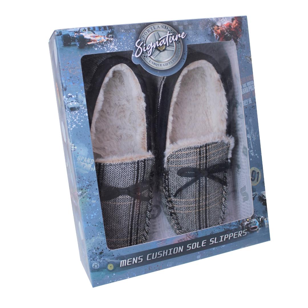 Something Special Gifts Mens Luxury Mocassin Slippers - Tweed