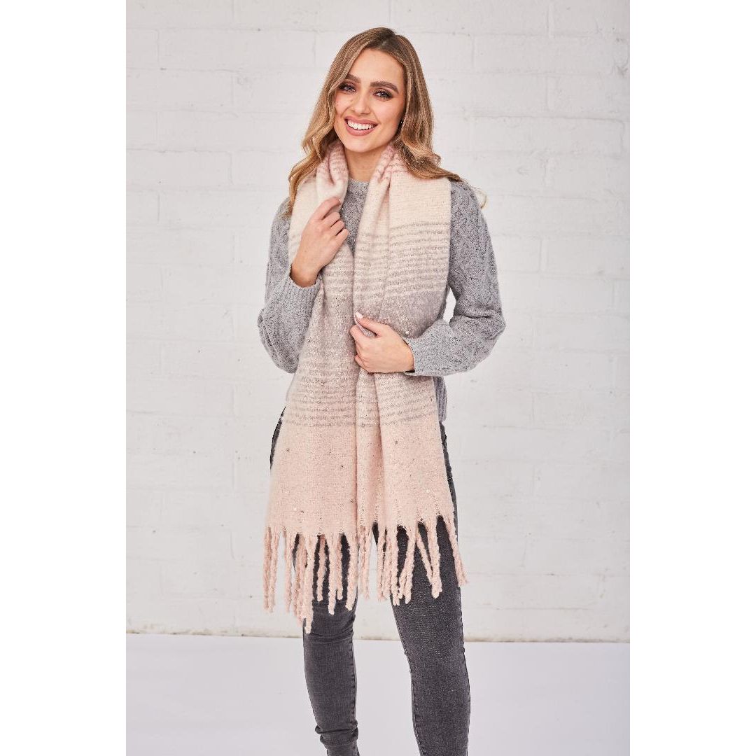 Something Special Gifts Pearl & Sequin Supersoft Oversize Scarf - Dusty Pink