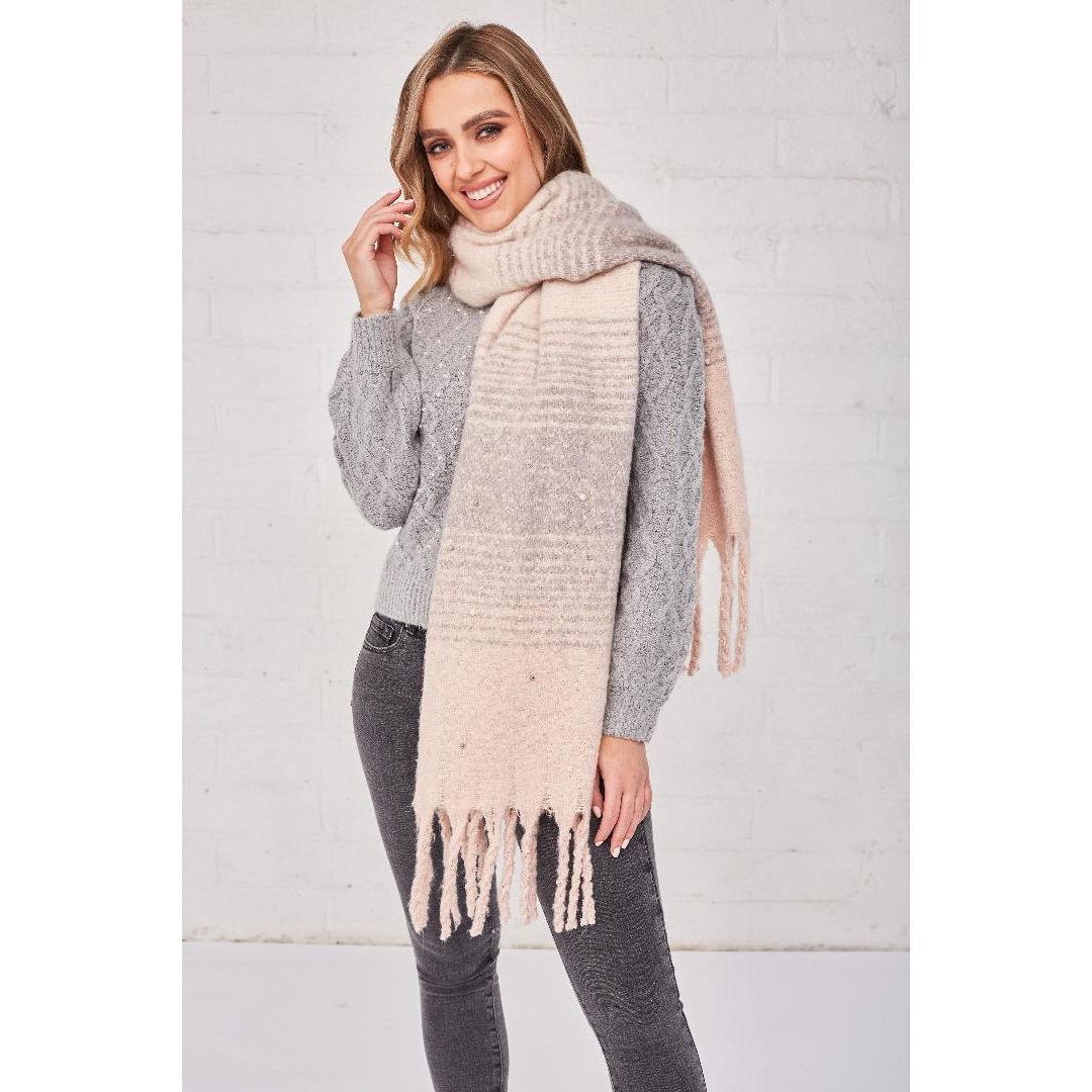 Something Special Gifts Pearl & Sequin Supersoft Oversize Scarf - Dusty Pink