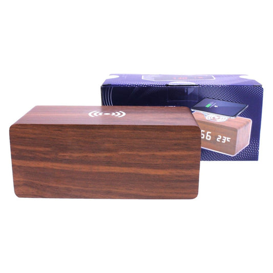 Something Special Gifts QI Wireless Charging Alarm Clock - Walnut