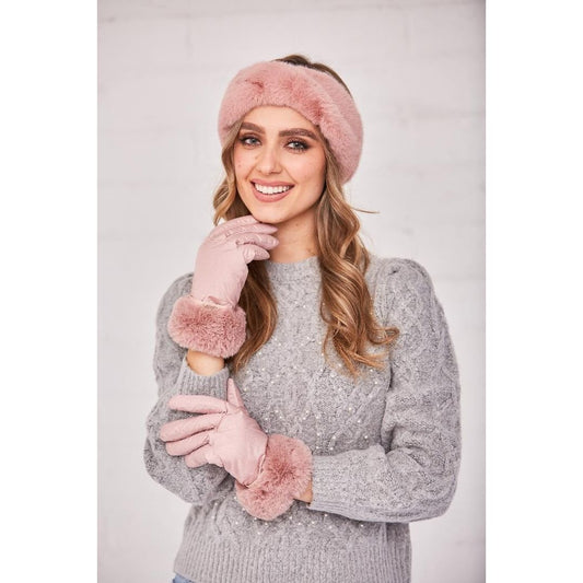 Something Special Gifts Ski Style Gloves With Plush Headband - Dusty Pink