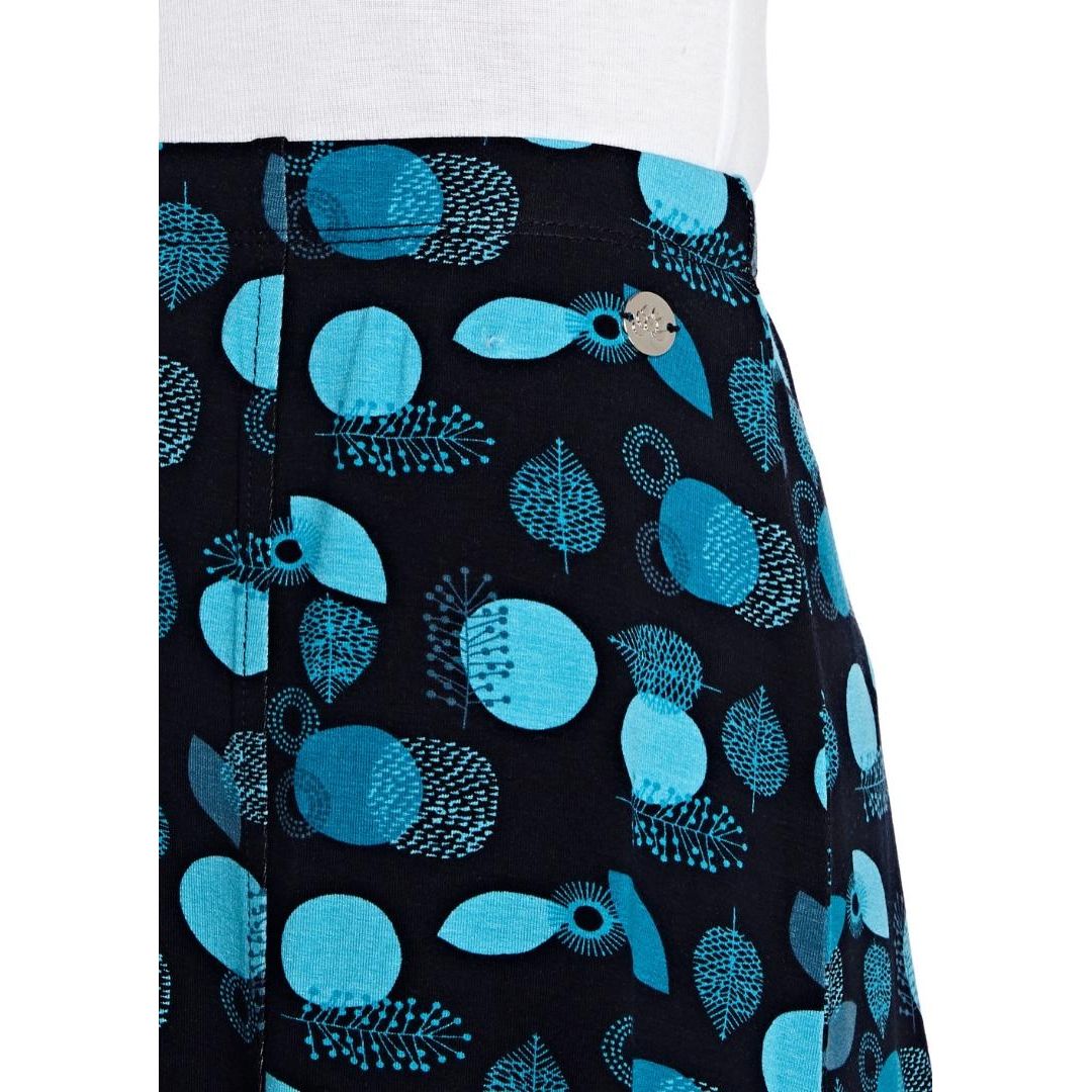 TIGI Navy Leaf-Print Skirt Short