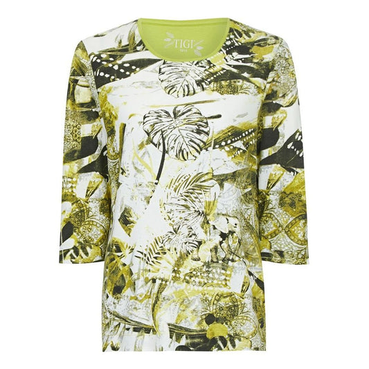 TIGI Ribbed Jungle-Print Top