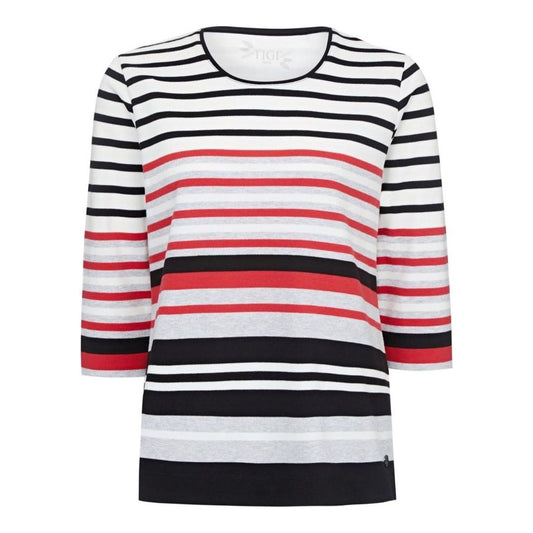 TIGI Striped Round Neck Top