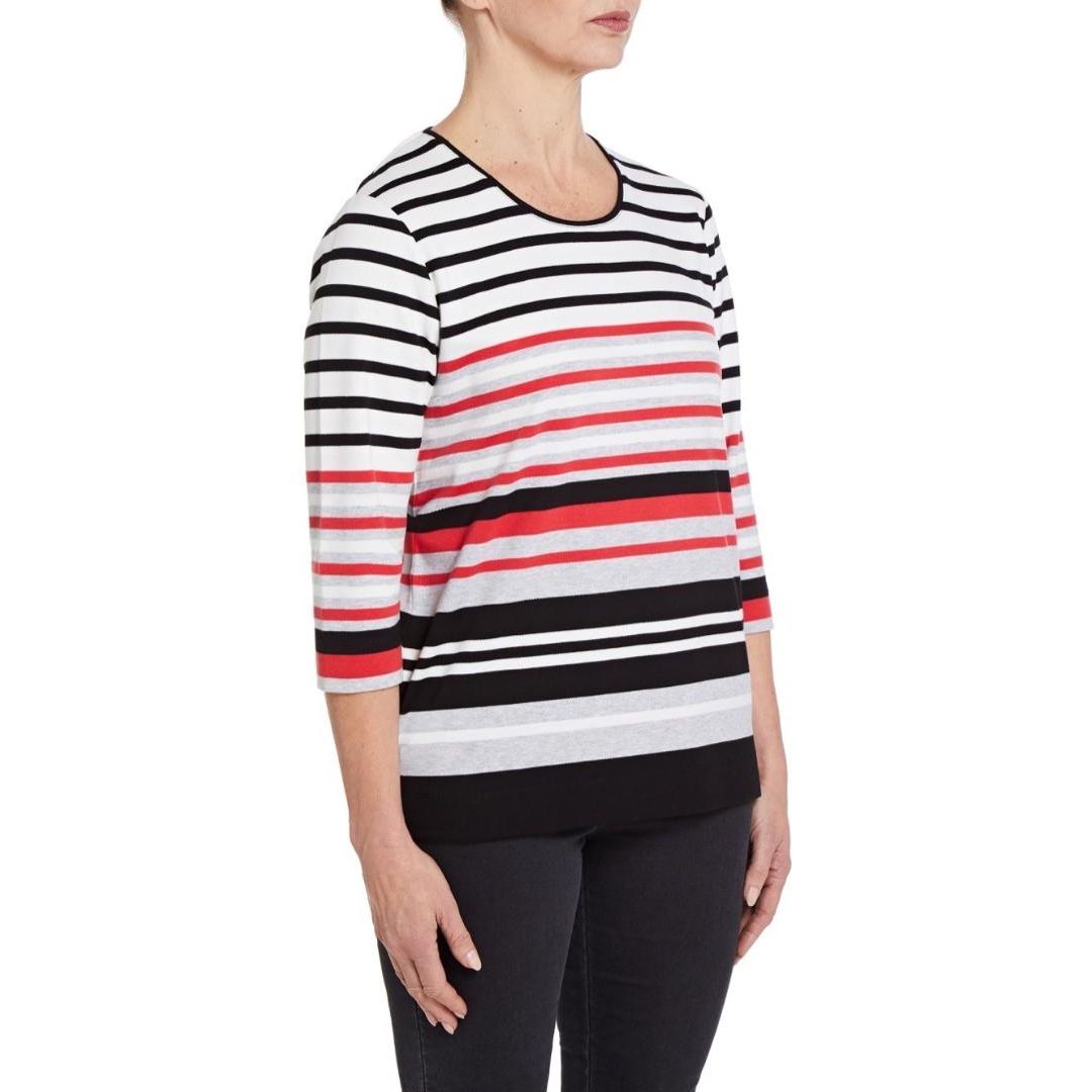 TIGI Striped Round Neck Top