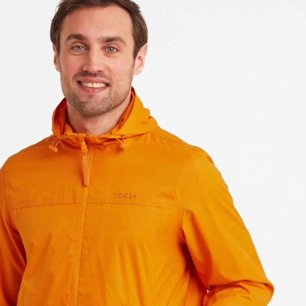 Tog24 Craven Mens Waterproof Packaway Jacket - Orange Sunset