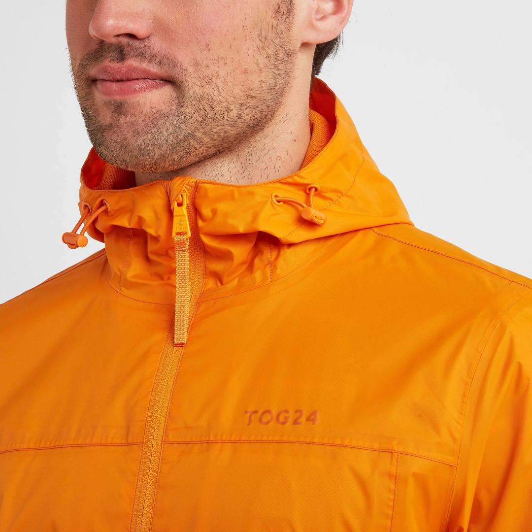 Tog24 Craven Mens Waterproof Packaway Jacket - Orange Sunset