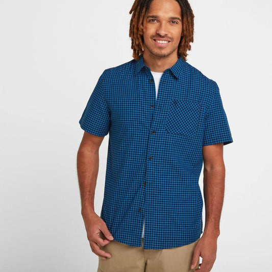 Tog24 Foster Mens Check Shirt - Blue Jewel