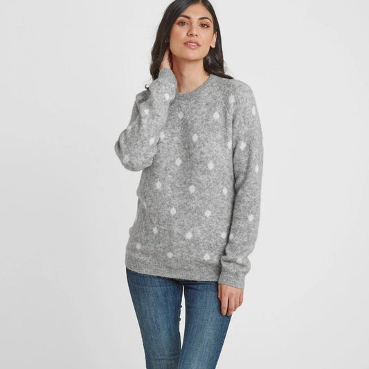 Tog24 Layla Womens Polkadot Knit Jumper - Light Grey Marl - 16