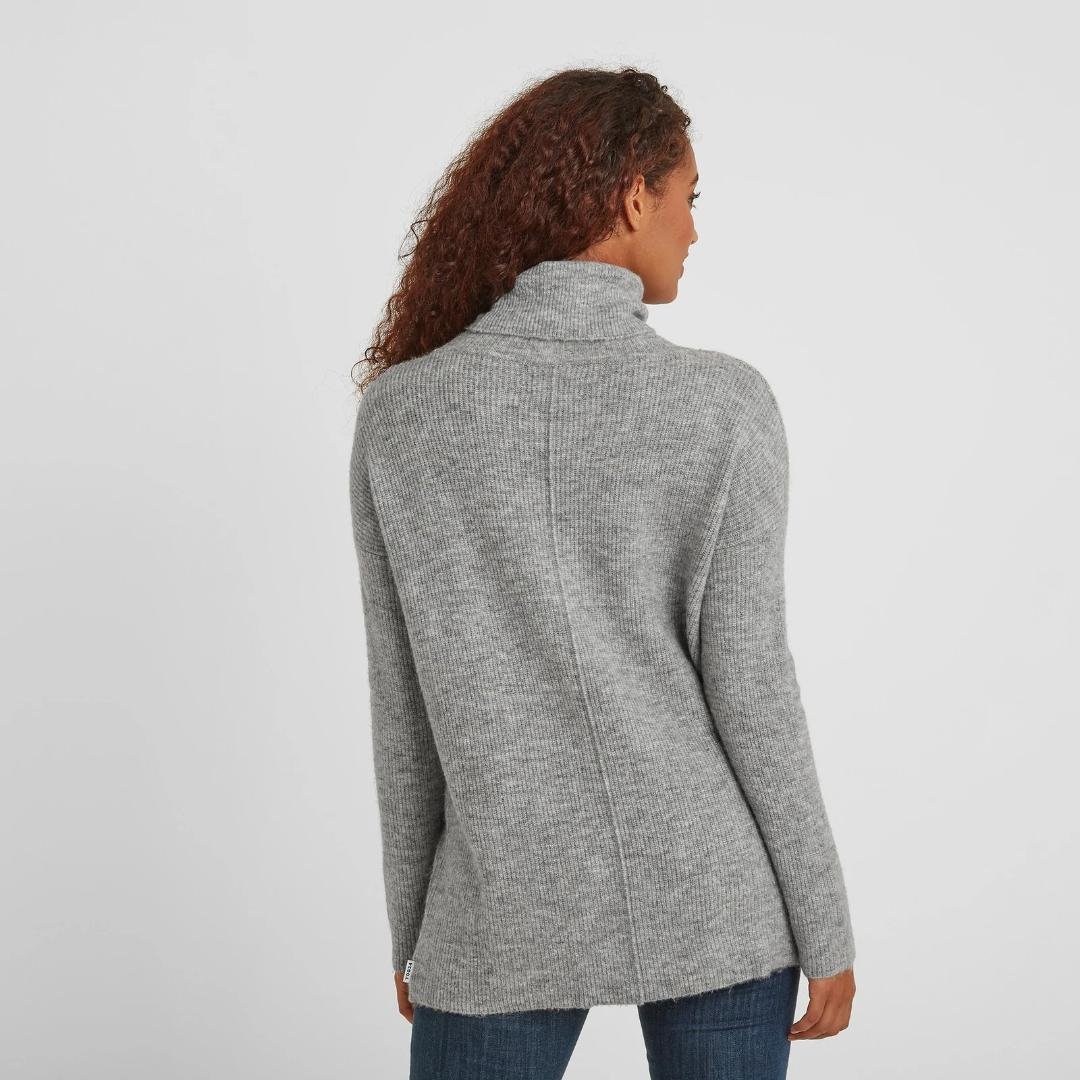 Tog24 Mina Womens Chunky Rollneck Jumper - Light Grey